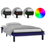 vidaXL LED-voodiraam, must, 75 x 190 cm, m&auml;nnipuit