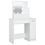 vidaXL tualettlaud LEDiga, valge, 86,5 x 35 x 136 cm