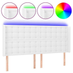 vidaXL LED-voodipeats, valge, 183x16x118/128 cm, kunstnahk