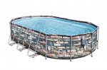 Karkassbassein Bestway Power Steel Comfort Jet Series koos vee filtri ja redeliga, 610x366 cm, telliskivi imitatsioon