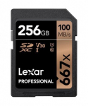 Lexar m&auml;lukaart SDXC 256GB Professional 667x U3 V30 100MB/s
