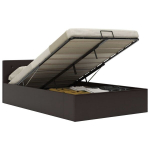 H&uuml;drauliline hoiukastiga voodiraam vidaXL, hall, kunstnahk 120 x 200 cm