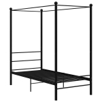 vidaXL baldahhiiniga voodiraam, must, metall, 90 x 200 cm