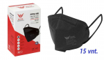 Kaitserespiraator FFP2, must, 5 kihti, valmistatud Leedus, CE, 15 tk