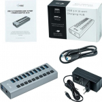 USB 3.0 hub - I-TEC - V&otilde;imsus 10 USB 3.0 pordiga ja 48W toiteadapteriga