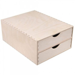 Puidust sahtlituba Creative Deco Hoiukapp 33 x 25 x 13,5 cm valmistatud v&auml;rvimata vineerist 2 sahtlit mini