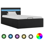 vidaXL hoiukastiga voodiraam LED, tumehall, kangas, 100 x 200 cm