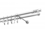 Kahene kardinapuu metallist 19 mm + 19 mm OLIMP, 180 cm, matt kroom
