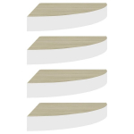 vidaXL nurgariiulid 4 tk, tamm ja valge, 25 x 25 x 3,8 MDF, Balta