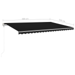 vidaXL automaatne varikatus, LED ja tuuleandur, 500x350 cm antratsiit