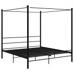vidaXL baldahhiiniga voodiraam, must, metall, 200 x 200 cm