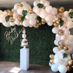 Balloon Garland 90tk, valge, kuld, lehed