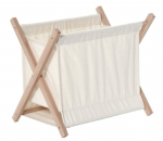 FOLDING BASKET / LAUNDRY BAG, FRAME WOOD, COTTON, BEIGE COLOR.