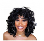Parukas, mustad l&uuml;hikesed lokkis juuksed, W80
