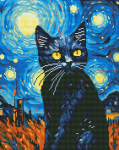 Teemantmosaiik Ohart Night cat, 40x50 cm