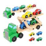 Puidust veoauto - Puksiirauto + autode komplekt