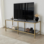 TV alus Asir, 130x45x40 cm, tume hall/kuldne