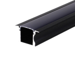 S&uuml;vistatav must s&uuml;gavanodeeritud alumiiniumprofiil musta klaasiga LED-riba jaoks kipsplaatide, plaatide, m&ouml;&ouml;bli jne jaoks, 2m x 24mm x 14,2 mm