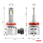LED esitule pirnid H8/H9/H11 72W X2 Series Canbus Mini Amio 02974