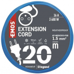 Pikendusjuhe 1 rosett 20m silikoon 1,5mm2 IP44