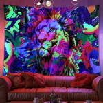 Seinakaunistus UV FLUORESCENT GOBELIN ODBLASK 150x150cm XL Lion, Sienų apdaila UV FLUORESCENT GOBELIN ODBLASK 150x150cm XL Lion