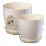 Lillepott alusega, Kreem, Komplekt 18+20cm