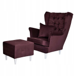 Gaja tugitool koos jalatoega Scandinavian Family Furniture bordoopunane veluurne tugitool