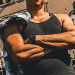 Protect Strap Band Case k&auml;epael Apple Watchi 7 / 6 / 5 / 4 / 3 / 2 / SE (45 / 44 / 42 mm) korpuse armor kella kaas, must / roosa kuld