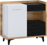 Kummut Meblocross Box 01 1D3S, helepruun/valge