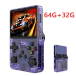 M&auml;ngukonsool R36S Nostalgic pihuarvuti m&auml;ngumasin avatud l&auml;htekoodiga Linuxi 3,5-tolline IPS-ekraaniga minim&auml;ngukonsool 3D kahes&uuml;steemne lastele ja t&auml;iskasvanutele, Violetinė 64G