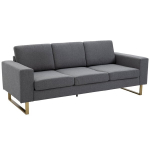 HOMCOM pehme diivan 3-kohaline diivan kangas diivan istumism&ouml;&ouml;bel TV tugitool padi k&auml;etugi linane tumehall 200 x 82 x 78 cm