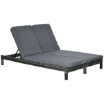 Outsunny polyrattan topelt lamamistool p&auml;ikesevoodi aia lamamistool 2 inimesele luksuslik lounge 5-astmeline seljatugi metallist PE rotangist 196x120x28cm