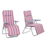 Outsunny lamamistool p&auml;ikesevoodi aia lamamistool aiam&ouml;&ouml;bel 2 tk koos padjaga kokkupandav reguleeritav seljatugi teras+pol&uuml;ester punane 60 x 75 x 65-102 cm