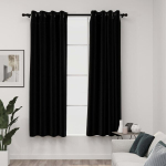 vidaXL linase v&auml;limusega pimendavad kardinad 2 tk must 140 x 175 cm, Juoda