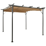 vidaXL lehtla eemaldatava katusega, pruunikashall 3x3 m teras 180 g/m&sup2;