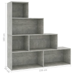vidaXL raamaturiiul betoonhall 155 x 24 x 160 cm puitlaastplaat