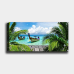 Reproduktsioon Paat, palmipuud, meri