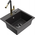 Graniidist k&ouml;&ouml;givalamu Mexen Enzo koos segisti ja sifooniga, Black granite+Black granite/Gold