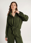Siidikomplekt &mdash; pluus ja p&uuml;ksid HELENA 5901/050 Giulia, v&auml;rv forest green