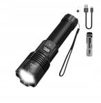 Led taskulamp, c-t&uuml;&uuml;pi laadimine, aku komplektis, 500m, 17cm, must