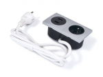 S&uuml;vistatud toitepistikupesa 1x230V + 2xUSB topelt - h&otilde;bedane