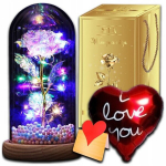 Igavene roos klaasis led valgusega kingitus naisele 40 50 60 s&uuml;nnip&auml;evaks