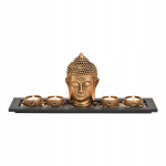 Buddha komplekt k&uuml;&uuml;nlaalus teek&uuml;&uuml;naldele, puidust alus, dekoratiivsed kivikesed