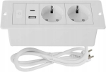 Plaadi sisse ehitatav pistikupesa Usb A/c, 2-kordne, kaabel 1.8m, valge