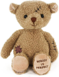 Pehme m&auml;nguasi kaisukaru kaltsuga, Nobody's Perfect, 25 cm, pruun, pehme kaisukaru