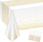 2 kuldse t&auml;piga peo laudlina komplekt, 137 x 274 cm peo s&uuml;nnip&auml;eva pulmade laudlina, plastikust laudlinad, ristk&uuml;likukujuline laua kate, aia laudlina, veekindlad laudlinad