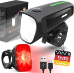 Mupas Led jalgrattalampide komplekt 100 Lux, Stvzo-sertifikaadiga jalgrattalamp Usb, Ipx5 veekindel jalgratta esi- ja tagalampide komplekt koos aku indikaatoriga, Type C