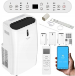 Mobiilne konditsioneer k&uuml;tte-, niiskuse eemaldamise ja ventilatsioonifunktsioonidega AIWA 3in1, 4,7 kW, Wi-Fi, kuni 75 m&sup2;, vaikne t&ouml;&ouml;