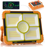 100 W ehitusprožektor akuga, p&auml;ikeseenergial t&ouml;&ouml;tav t&ouml;&ouml;valgusti, 466 Led, 5 režiimi, 12000 Mah aku, Usb laetav, Ip66 veekindel matkalamp, kaasaskantav v&auml;litingimustes kasutamiseks h&auml;daolukordades, ehitusel