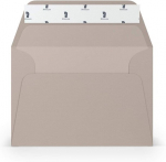 Paperado 50 &uuml;mbrikku Din C6 isekleepuvad siidvoodriga taupe ribbed light brown mud - 100 g/m&sup2; aknata &uuml;mbrik 11.4 x 16.2 cm - laia klapiga &uuml;mbrikud